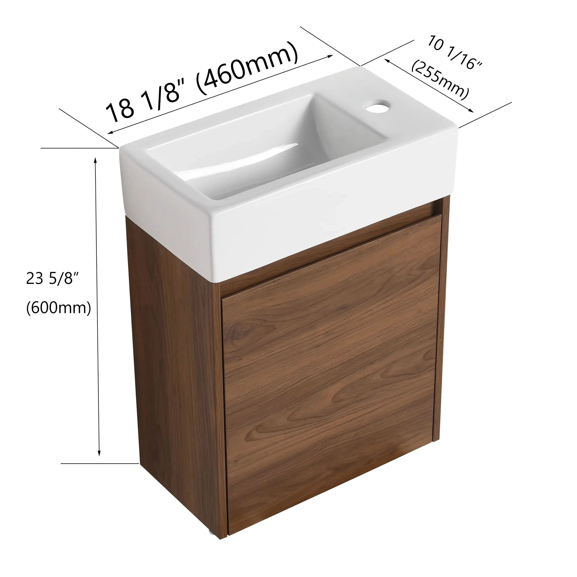 Bathroom Vanity with Single Sink and Soft-close Door for Small Spaces color: Brown Ebony