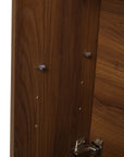 18" small bathroom vanity with sink showing adjustable shelf peg detail in walnut cabinet | Ace Decor