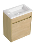 Bathroom Vanity with Single Sink and Soft-close Door for Small Spaces color: Light Teak