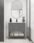 36x18 Bathroom Vanity with Soft Close Drawers & Gel Basin color: Rock Grey