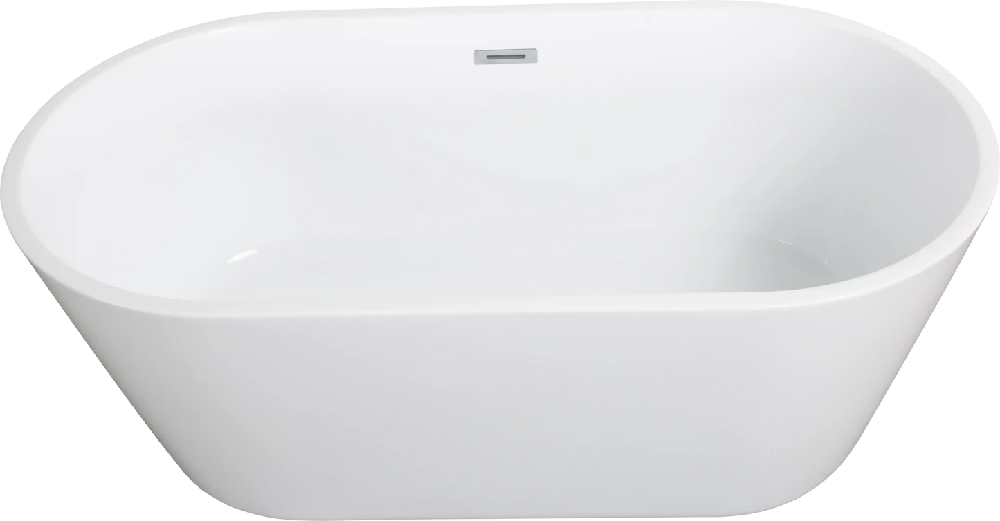 Modern Acrylic Freestanding Soaking Tub with Chrome Overflow and Drain color: White