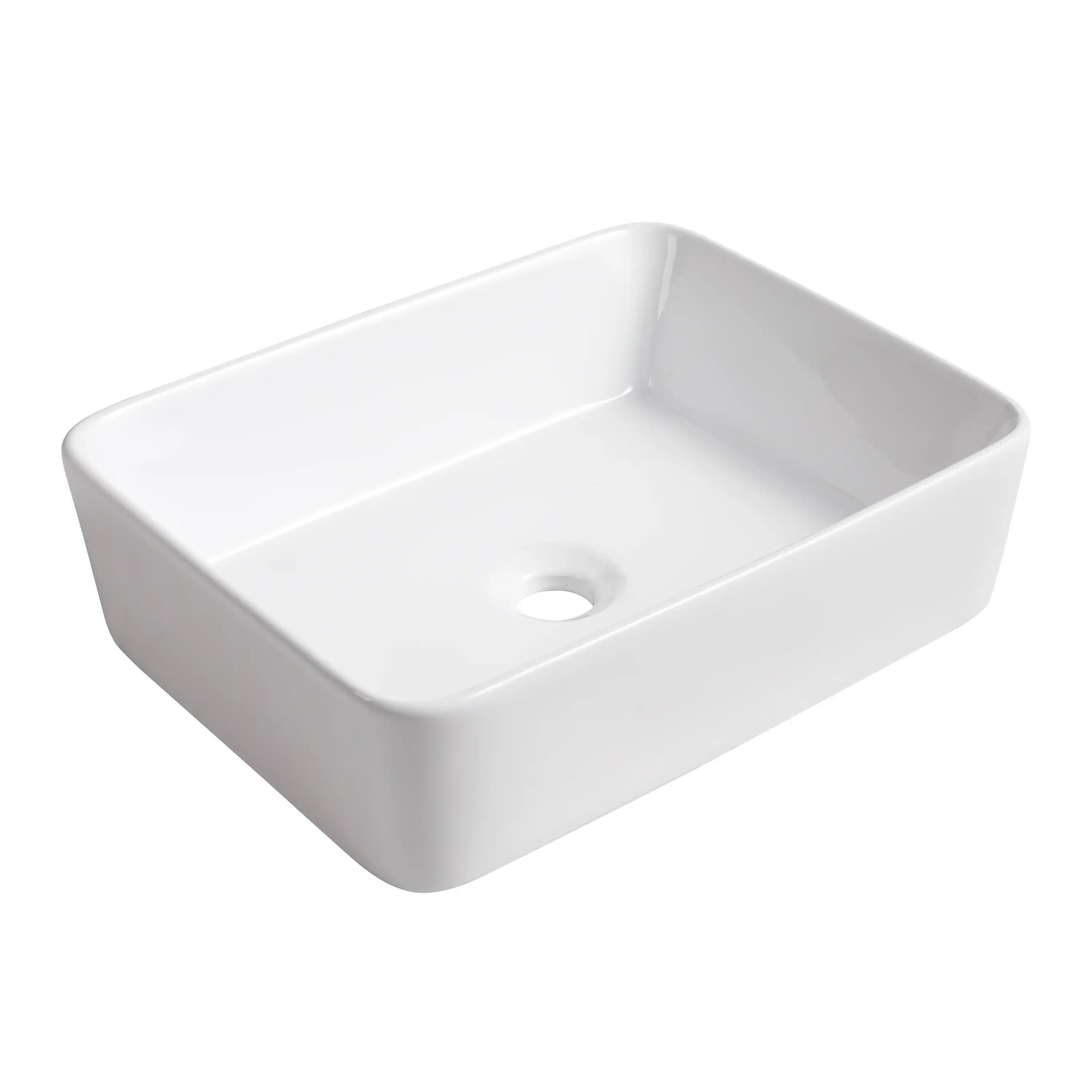 24" single vessel sink vanity square ceramic basin close up | Ace Decor