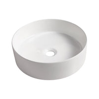 Close-up of cylindrical ceramic basin for 24 inch bathroom vanity with vessel sink 24" top view detail | Ace Decor