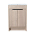 Front view of 24" light oak 24in bathroom vanity with double doors and minimalist black handle | Ace Decor