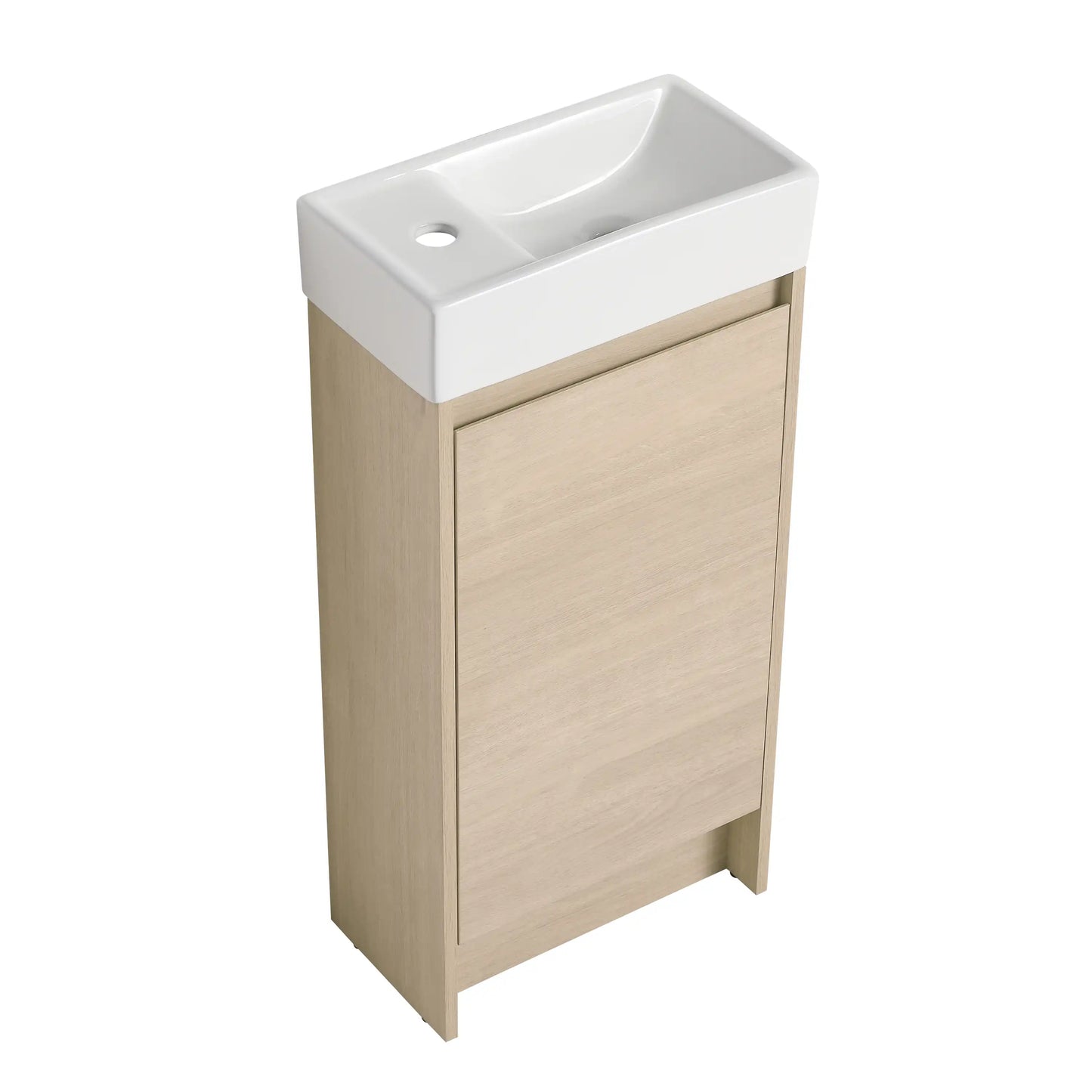 Bathroom Vanity with Single Sink and Soft-close Door for Small Spaces color: Plain Light Oak