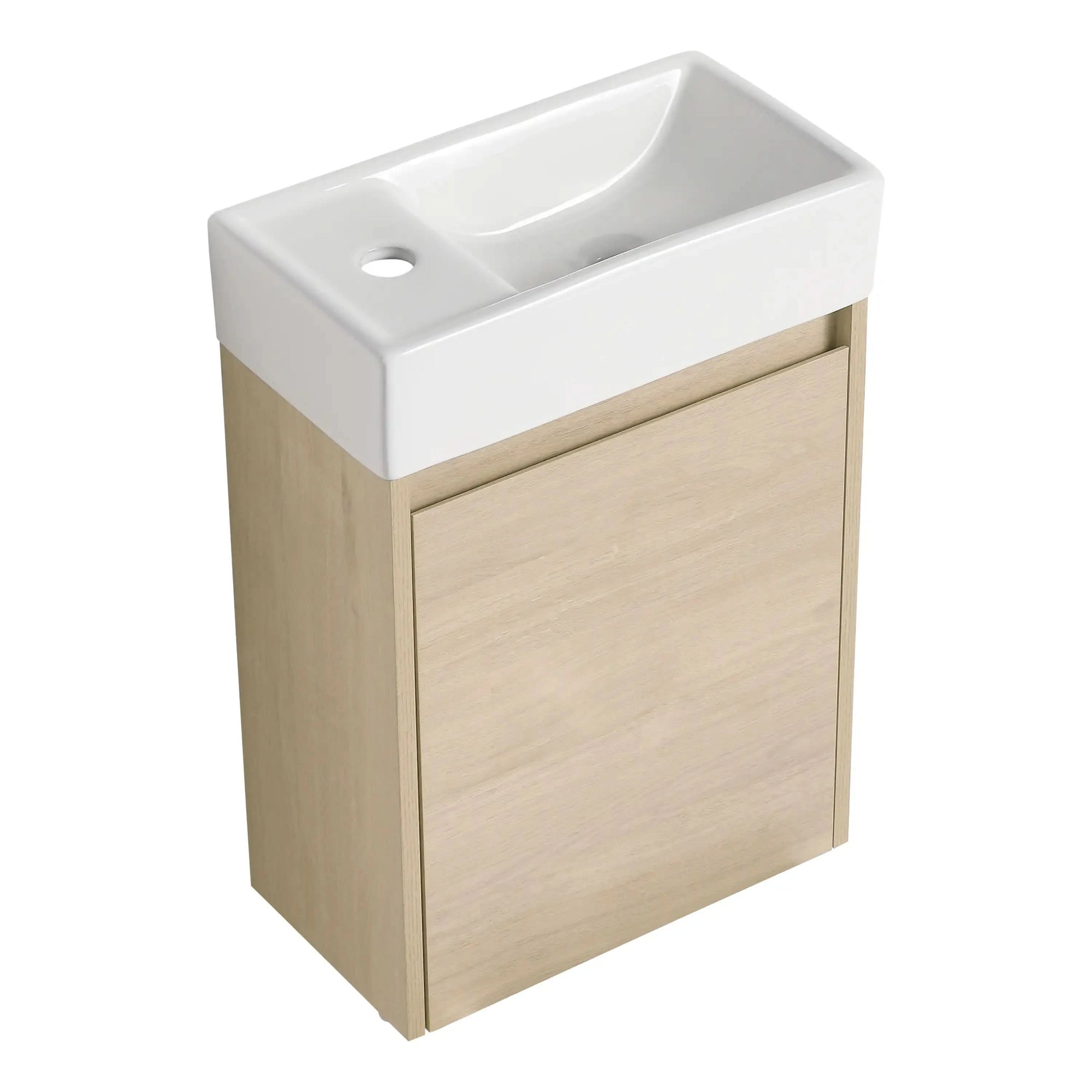 Bathroom Vanity with Single Sink and Soft-close Door for Small Spaces color: Plain Light Oak