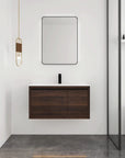 36 Inch Wall-Mounted Bathroom Vanity with Gel Sink – Modern & Space-Saving Design color: California Walnut