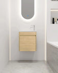 Bathroom Vanity with Single Sink and Soft-close Door for Small Spaces color: Light Teak