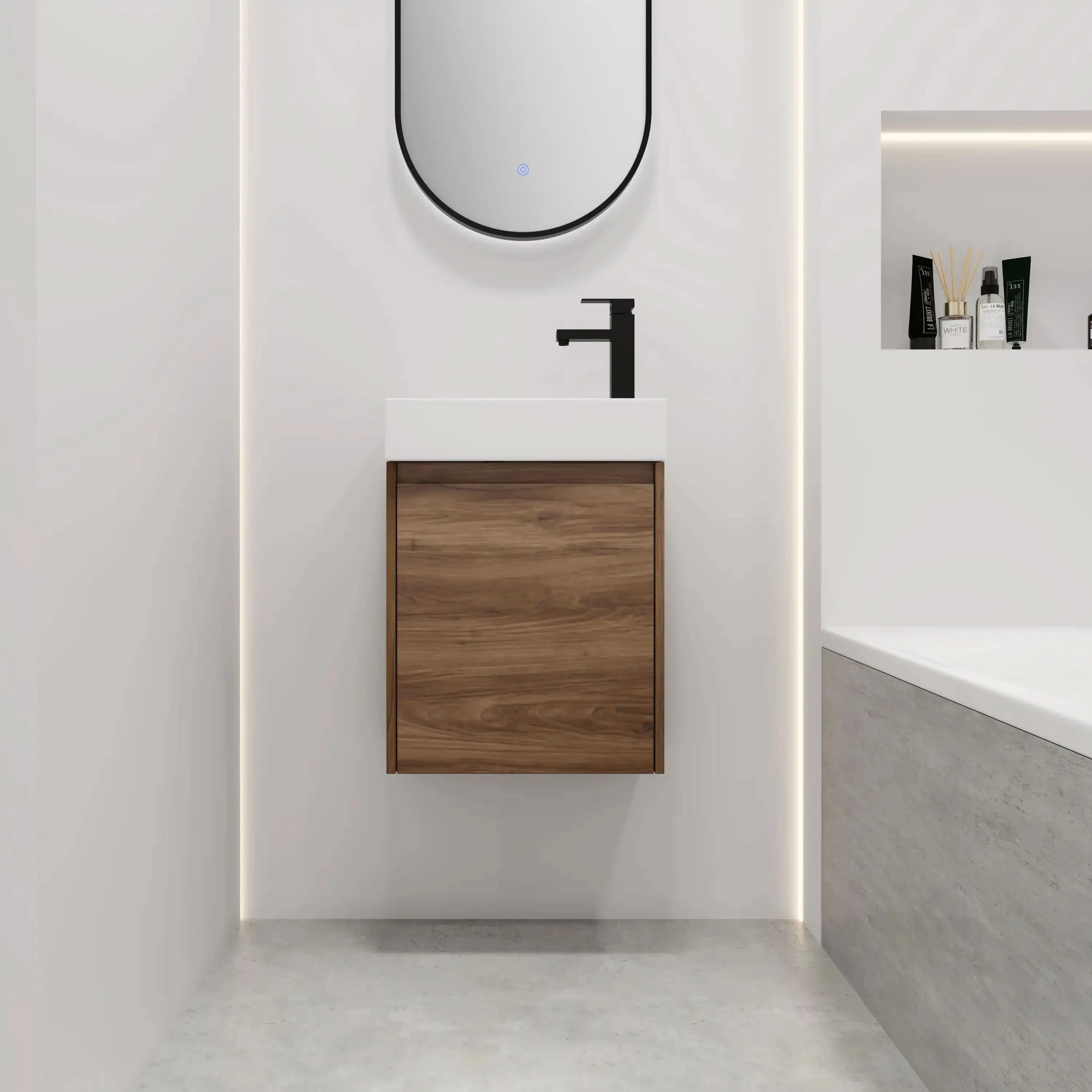 Bathroom Vanity with Single Sink and Soft-close Door for Small Spaces color: Brown Ebony