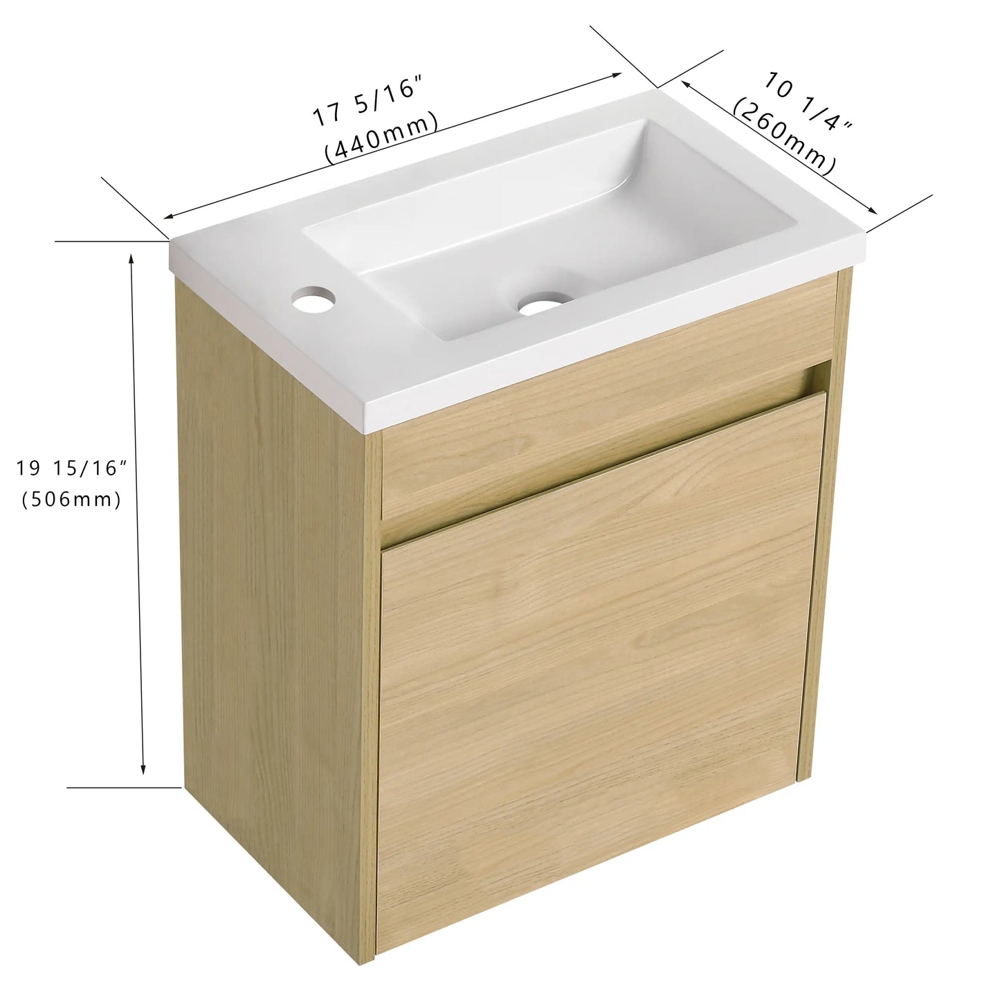 Bathroom Vanity with Single Sink and Soft-close Door for Small Spaces color: Light Teak