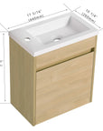 Bathroom Vanity with Single Sink and Soft-close Door for Small Spaces color: Light Teak