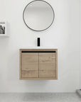 Compact Floating Bathroom Cabinet with Sink & Soft Close Doors color: Imitative Oak