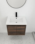 Top-down view of 24" floating vanity bathroom with integrated resin sink | Ace Decor