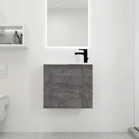 22" floating bathroom vanity sink installed in a modern wall-mounted bathroom setting | Ace Decor