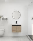 24" wall mounted vanity unit shown in minimalist bathroom setting with floating installation | Ace Decor