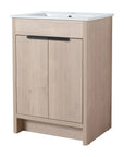 Freestanding Bathroom Vanity with Sink & 2 Soft-Close Doors color: Plain Light Oak