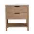30" freestanding single bathroom vanity with sink, front view showing double drawers and shelf | Ace Decor