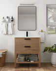 Freestanding Bathroom Vanity with Plywood and 2 Drawers color: Imitative Oak