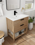30" freestanding single bathroom vanity styled in a modern bathroom setting | Ace Decor
