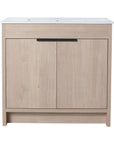 Freestanding Bathroom Vanity with Sink & 2 Soft-Close Doors color: Plain Light Oak