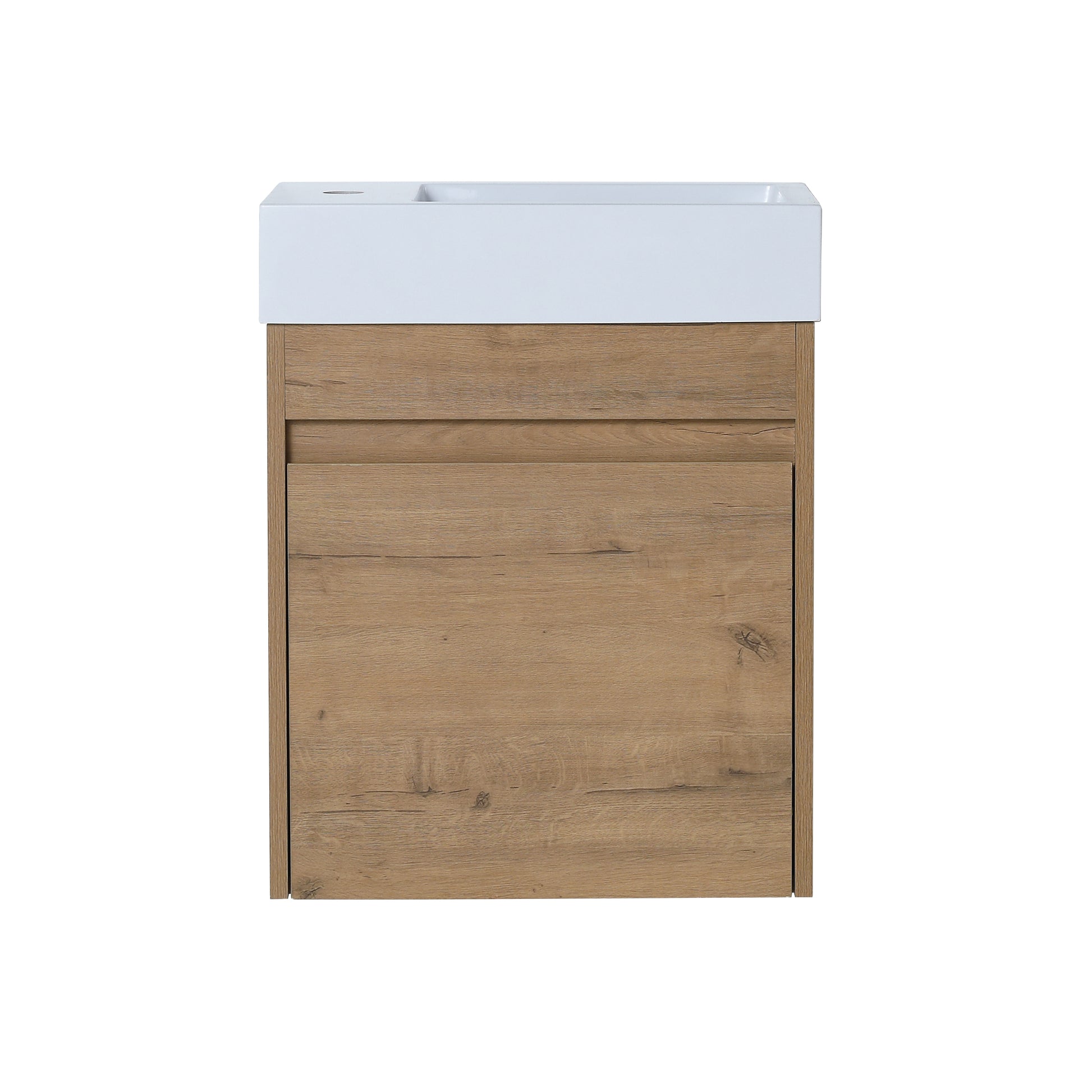 18'' Floating Bathroom Vanity with White Resin Sink & Soft-Close Door color: Imitative Oak