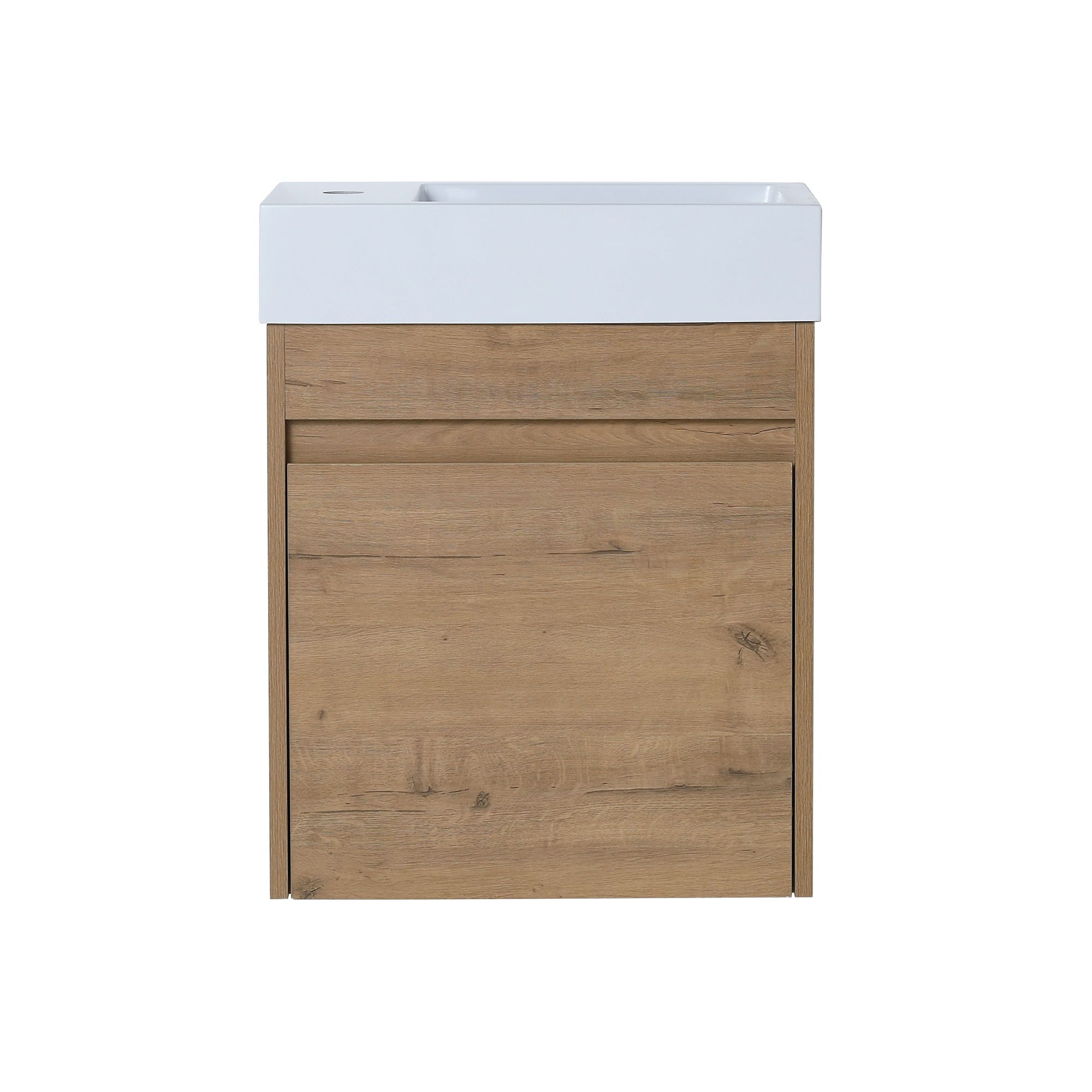 18'' Floating Bathroom Vanity with White Resin Sink & Soft-Close Door color: Imitative Oak