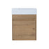 Front view of 18" wall mount bathroom sink vanity with integrated white resin sink and oak-style cabinet | Ace Decor