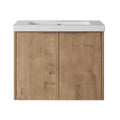 Floating Bathroom Cabinet with Sink & Soft-Close Doors - Ideal for Small Bathrooms color: Imitative Oak | size: 24 inch | combination: Separate Wash Basin
