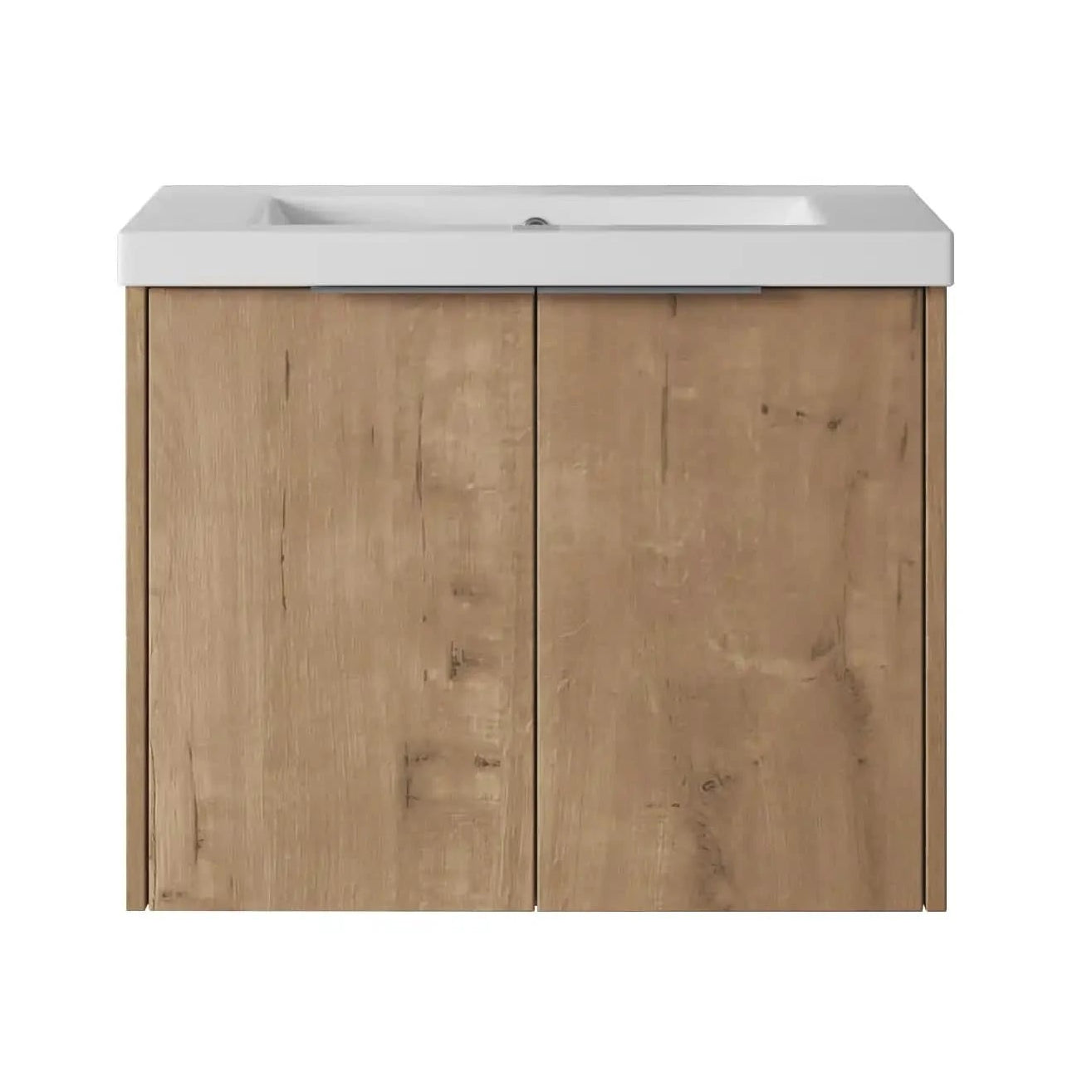 Monterey Series 24" Floating Bathroom Vanity in Imitative Oak with Integrated Sink and Double-Door Storage Cabinet