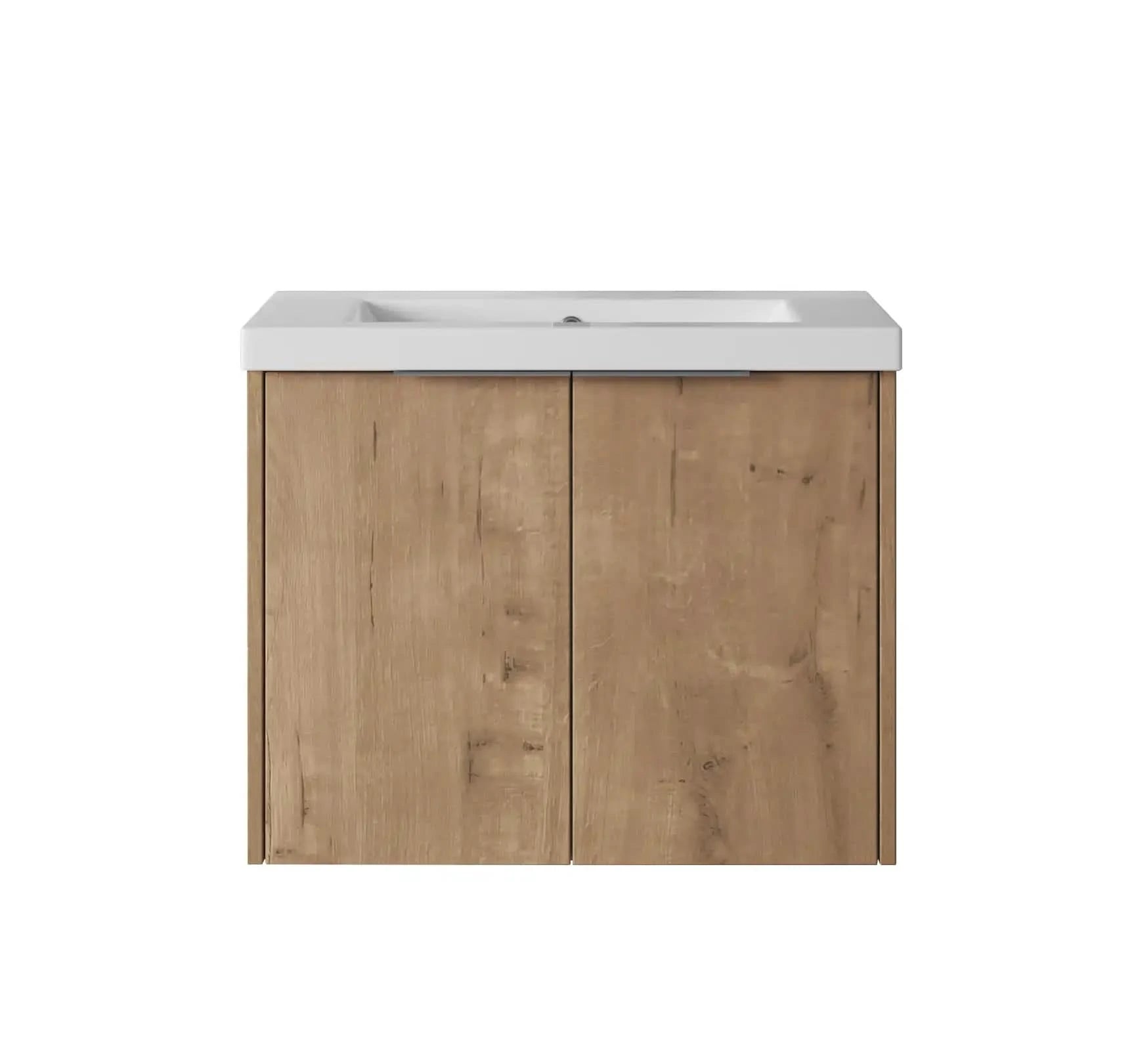 Floating Bathroom Cabinet with Sink &amp; Soft-Close Doors - Ideal for Small Bathrooms color: Imitative Oak | size: 24 inch | combination: Separate Wash Basin