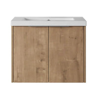 Floating Bathroom Cabinet with Sink & Soft-Close Doors - Ideal for Small Bathrooms color: Imitative Oak | size: 24 inch | combination: Separate Wash Basin