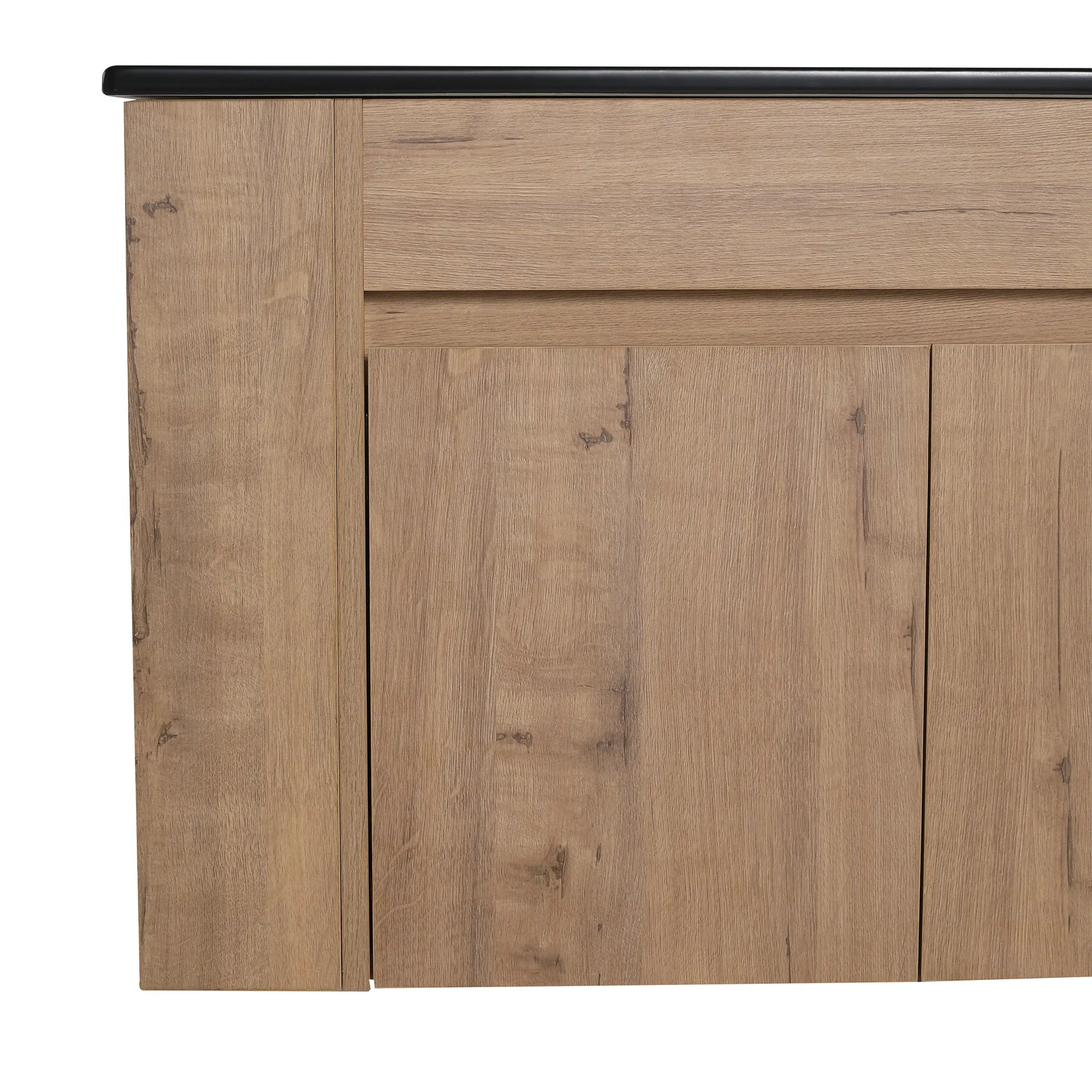 Detail view of 30" wall mounted vanity units showing wood texture and seamless cabinet design | Ace Decor