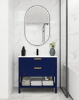 Freestanding Bathroom Vanity with Plywood and 2 Drawers color: Navy Blue