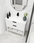 36" freestanding single bathroom vanity with sink styled in modern bathroom interior | Ace Decor