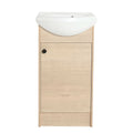 18" bathroom vanity with bowl sink front view in light oak finish | Ace Decor