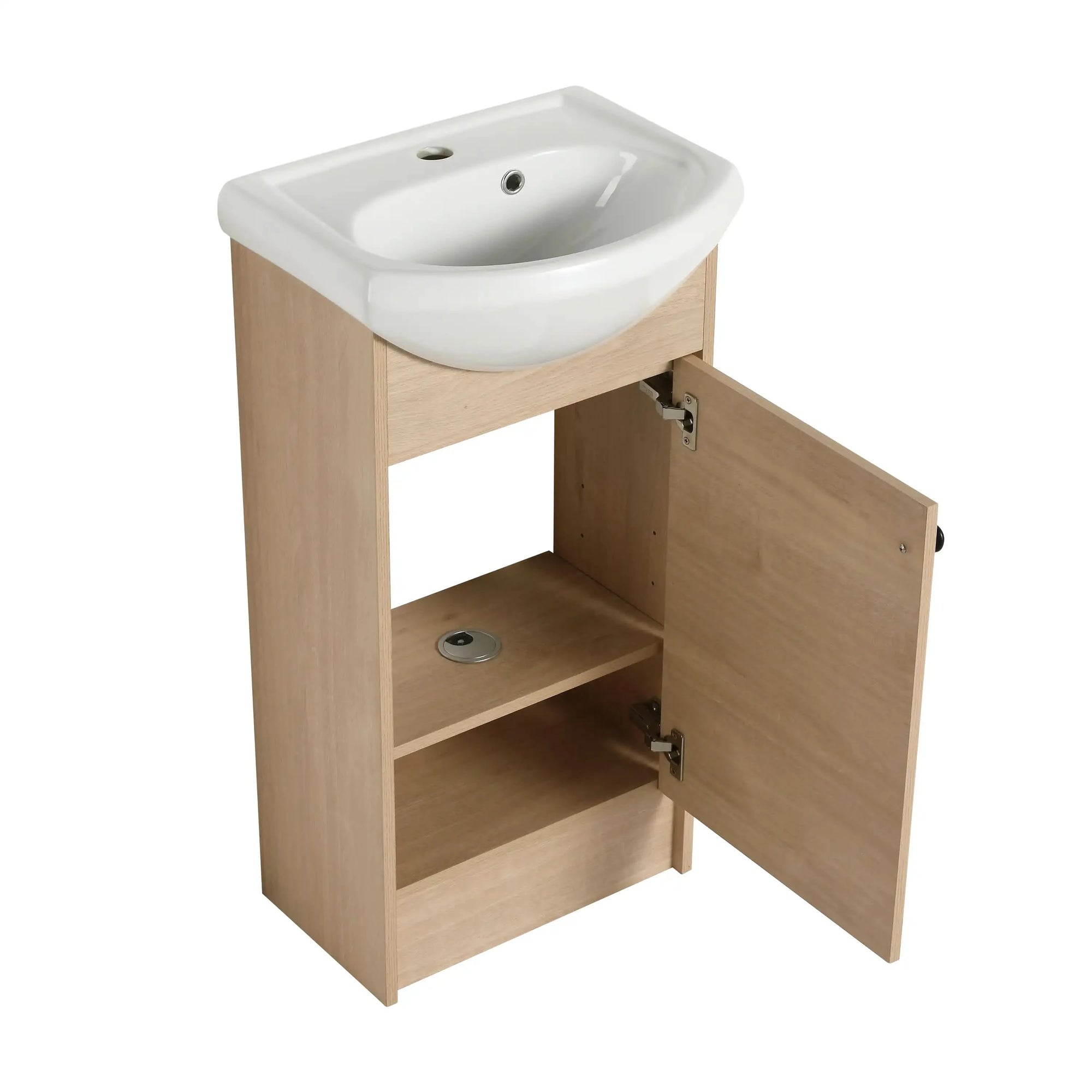 18 Inch Freestanding Bathroom Vanity with Sink color: Plain Light Oak