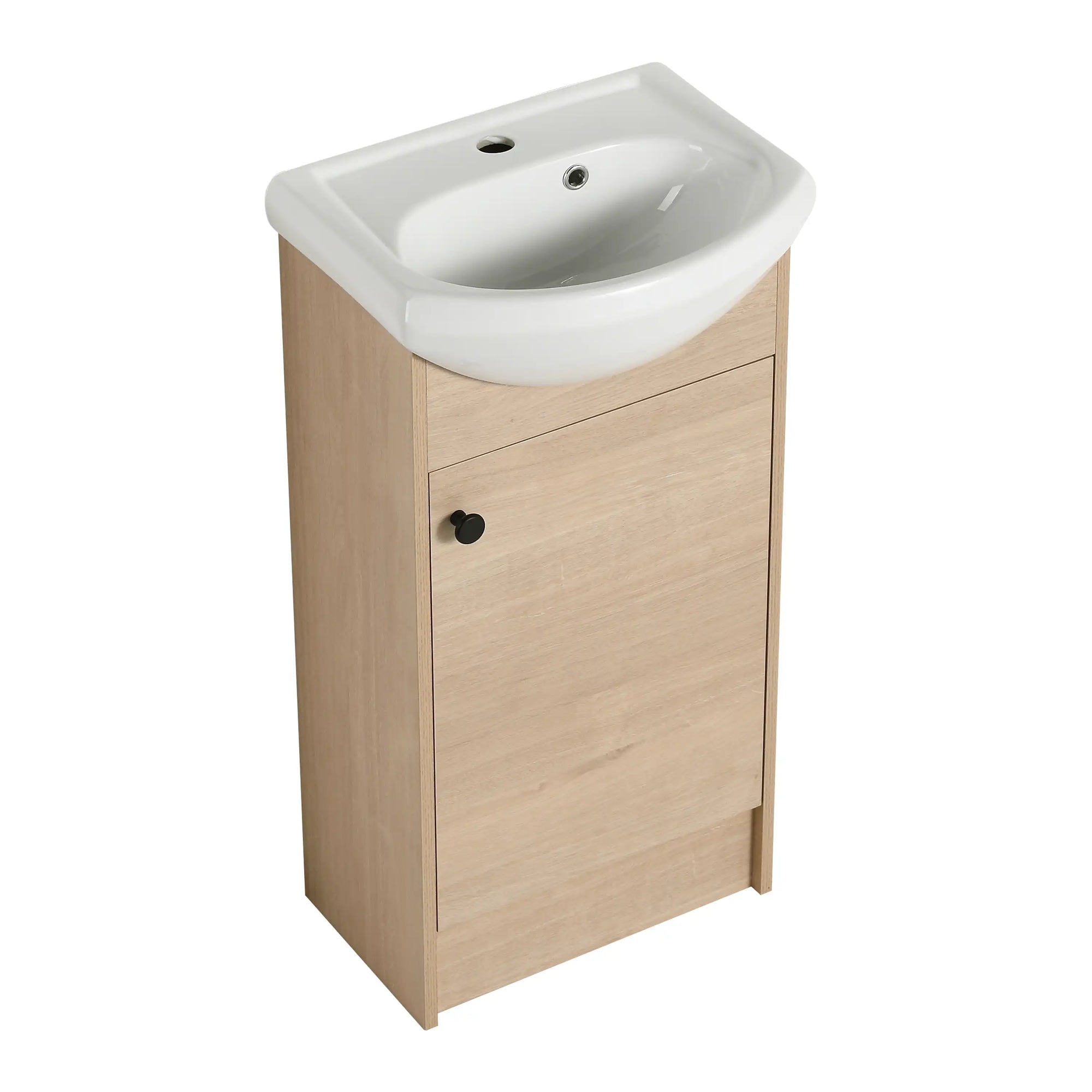 18" bathroom vanity with bowl sink shown from angled front view | Ace Decor