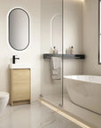 Bathroom Vanity with Single Sink and Soft-close Door for Small Spaces color: Plain Light Oak