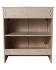 Interior storage view of 24" 24in bathroom vanity with adjustable shelf and plumbing cutout | Ace Decor
