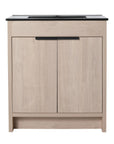 Freestanding Bathroom Vanity with Sink & 2 Soft-Close Doors color: Plain Light Oak