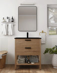 Freestanding Bathroom Vanity with Plywood and 2 Drawers color: Imitative Oak