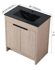 Freestanding Bathroom Vanity with Sink & 2 Soft-Close Doors color: Plain Light Oak