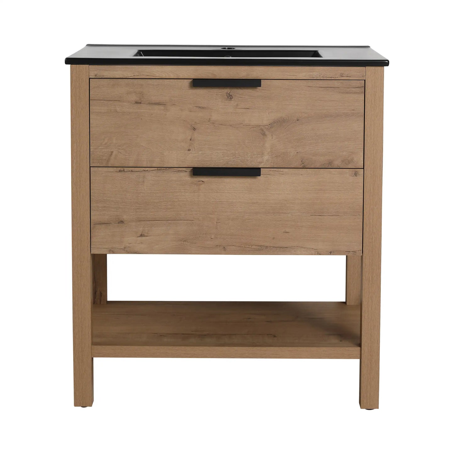 Freestanding Bathroom Vanity with Plywood and 2 Drawers color: Imitative Oak