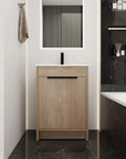 Freestanding Bathroom Vanity with Sink & 2 Soft-Close Doors color: Plain Light Oak