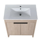 Freestanding Bathroom Vanity with Sink & 2 Soft-Close Doors color: Plain Light Oak