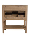 30" freestanding bathroom vanity with black integrated sink, rear view showing solid wood structure | Ace Decor