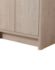 Lower front detail of 24" light oak 24in bathroom vanity, highlighting freestanding base and clean lines | Ace Decor