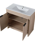 Havenoak Series 36" Plain Light Oak Freestanding Bathroom Vanity with White Integrated Sink