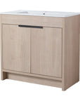 Havenoak Series 36" Plain Light Oak Freestanding Bathroom Vanity with White Integrated Sink