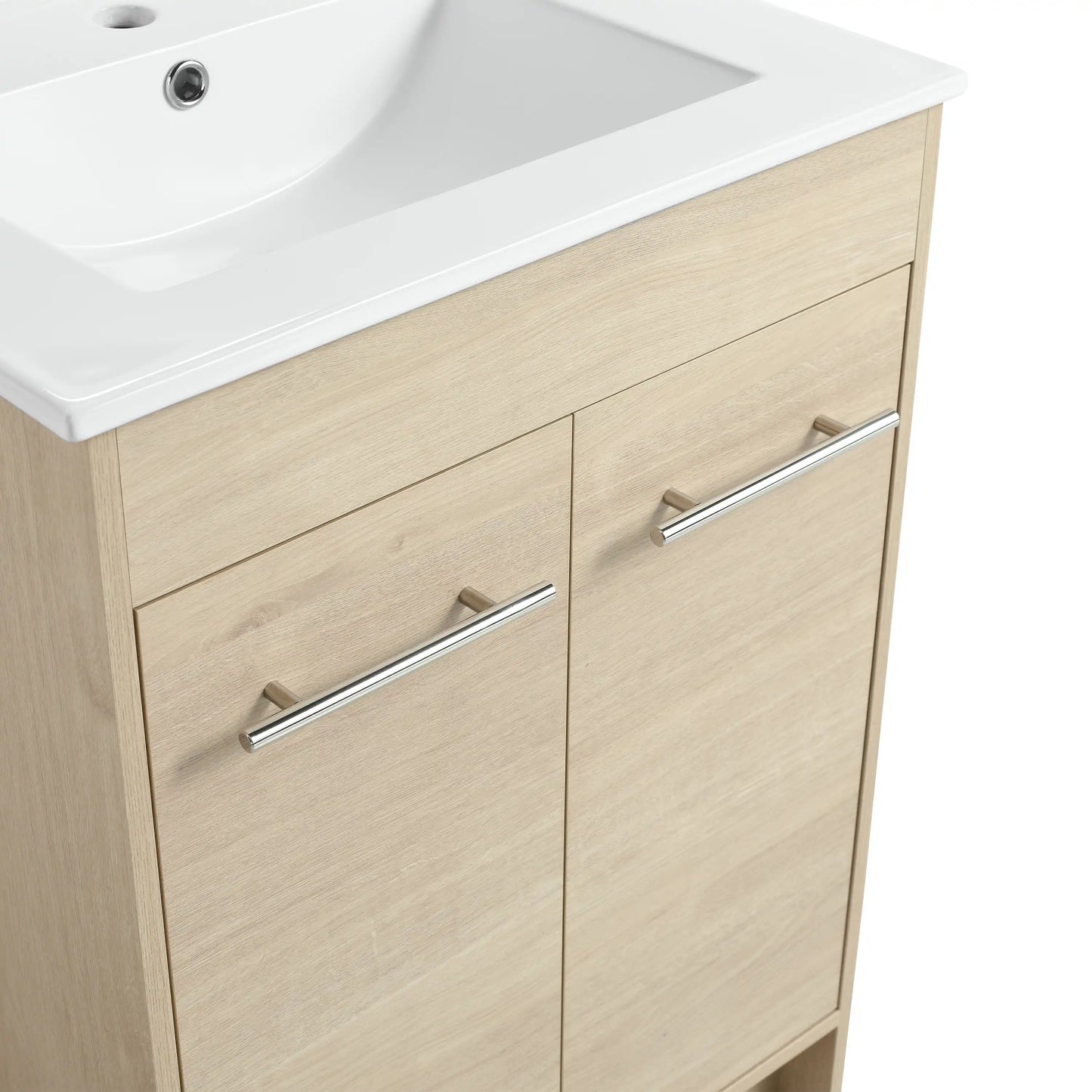 24" Bathroom Cabinet with Sink, Soft Close Door color: Plain Light Oak